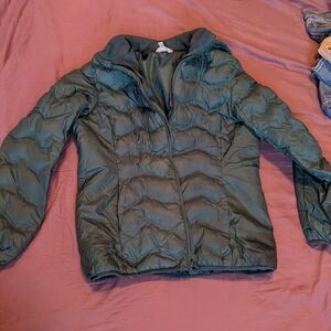 Time and Tru Women's Puffer Jacket - Dark Green
